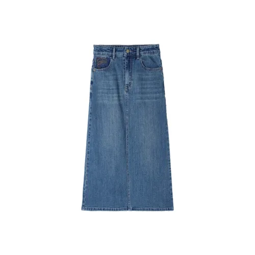 HIPPIEMISS Denim Long Skirt Women's Vintage Blue HIPPIEMISS Деним Длинная Юбка Женская Винтажный Синий