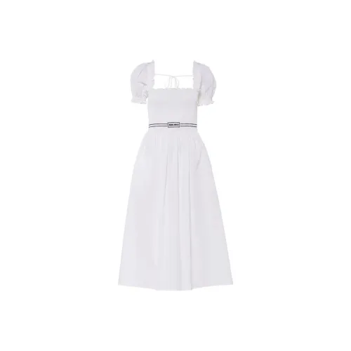 MIU MIU SS23 Короткий рукав Платье Женское Белое