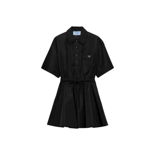 PRADA Черное Женское Короткое Платье с Рукавами