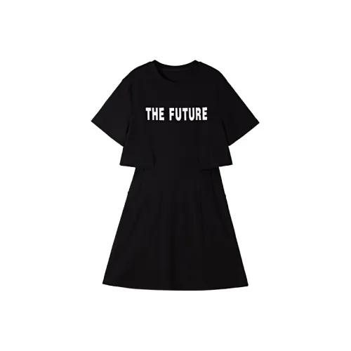 Pit Короткий рукав Платье Женское Черное
