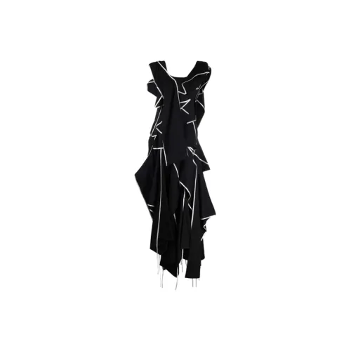 Yohji Yamamoto Черные Женские Платья без Рукавов