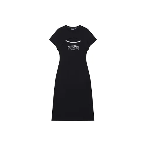 FILA Черные Женские Короткие Платья с Короткими Рукавами