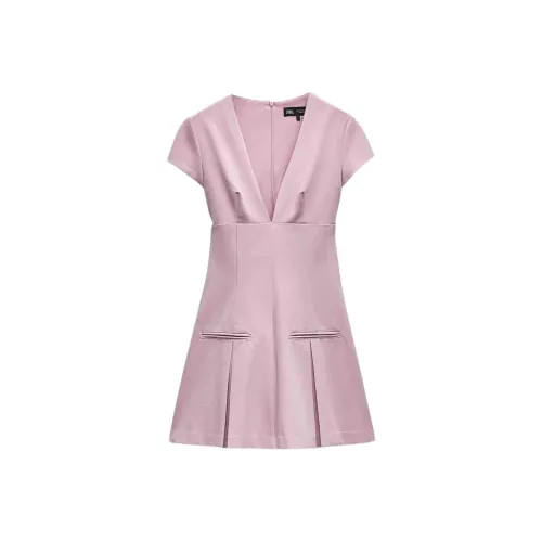 ZARA Trf Короткий рукав Платье Женское Розовое