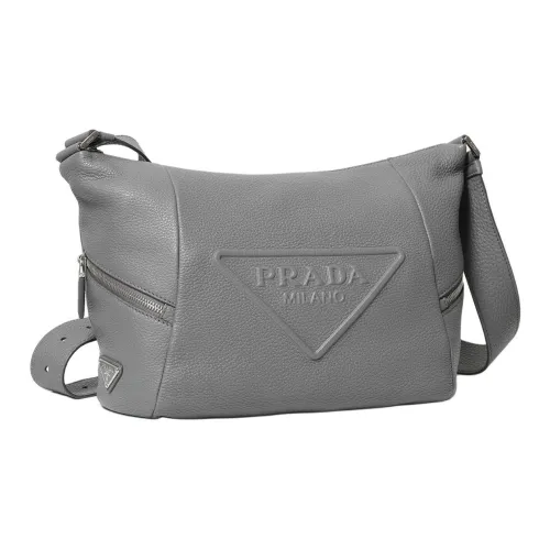 PRADA Сумка через плечо из кожи мужская серая