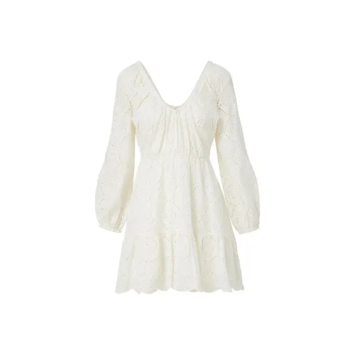 Veronica Beard SS24 Длинное платье с длинными рукавами цвет белый