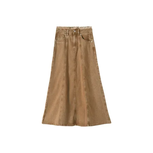 HIPPIEMISS Denim Long Skirt Women's Brown