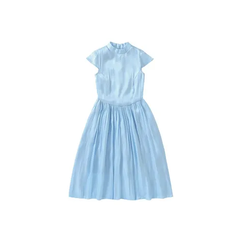 Crying Center Короткий рукав платье женское светло-синее