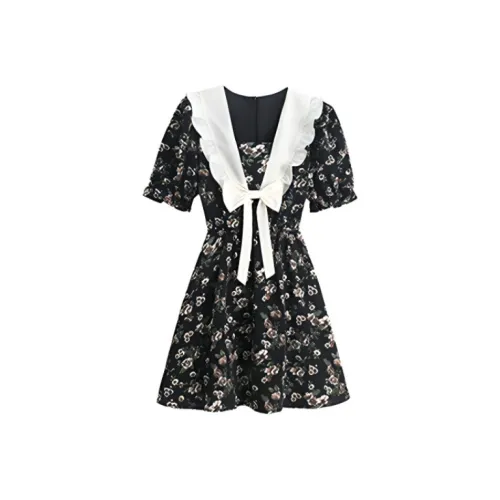 HUASJ Короткий рукав Платье Женское Черное