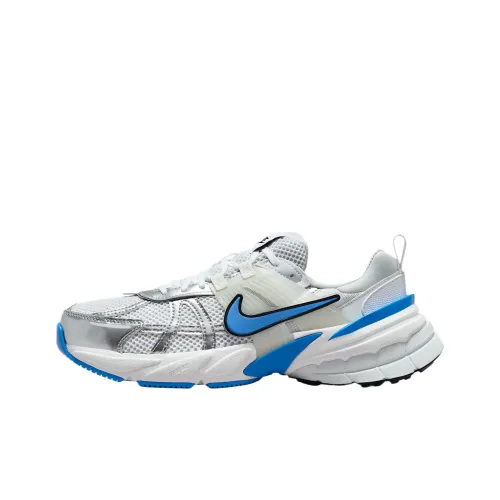 Nike V2K Run Low Топ Беговые кроссовки Женские Серебряные Синие