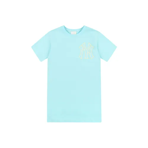 Mlb Base Logo Короткий рукав Платье Женское Небесно-голубой