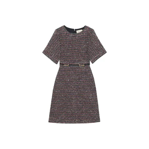 GUCCI Короткий рукав Платье Женское Красное Синий