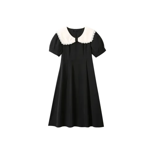 EIDOLON GRAIN Короткий рукав Платье Женское Черное