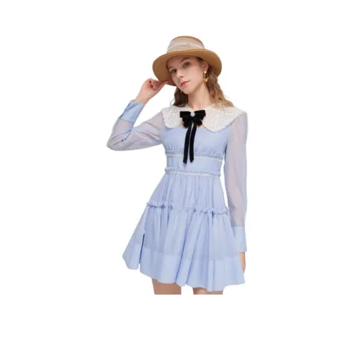 JORYAweekend Длинное платье с длинными рукавами женское синее