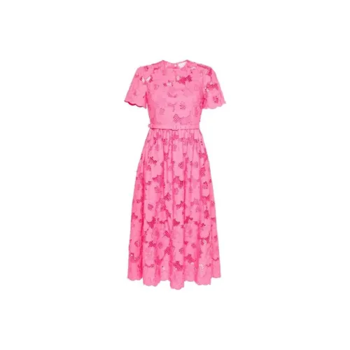 Self Portrait Короткий рукав Платье Женское Розовый