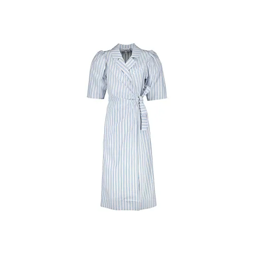 GANNI Blue Женские Короткие Платья с Рукавами