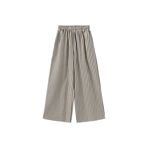 CUBIC Повседневные брюки Женские Черно-белые полосы