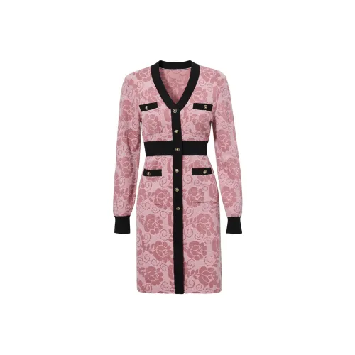 BADINA Длинное платье с длинными рукавами женское фуксия