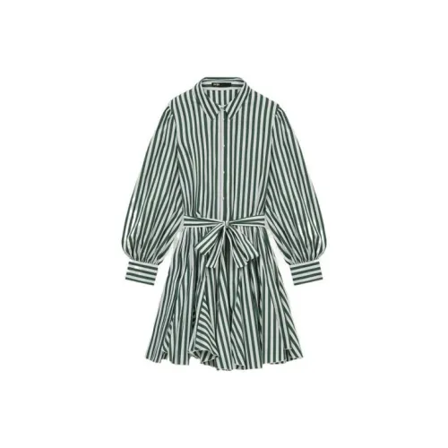 Maje Длинное платье с длинными рукавами женское зеленое