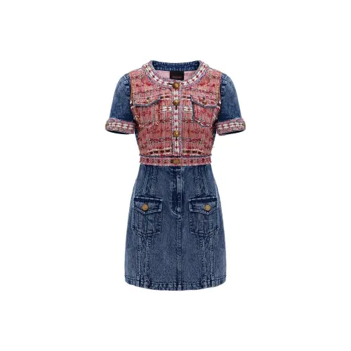 Laurence & Chico Blue and Pink Женские Короткие Платья с Рукавами