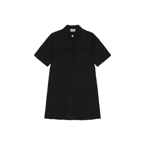 GANNI FW24 Короткое платье с короткими рукавами женское черное