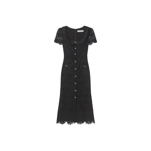 Self Portrait Короткий рукав Платье Женское Классический черный