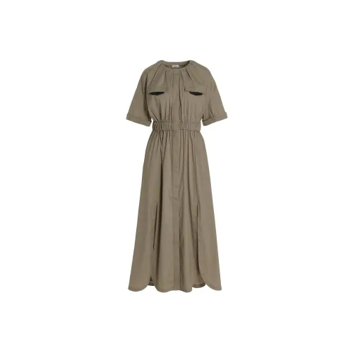 Brunello Cucinelli Серые Женские Платья с Коротким Рукавом