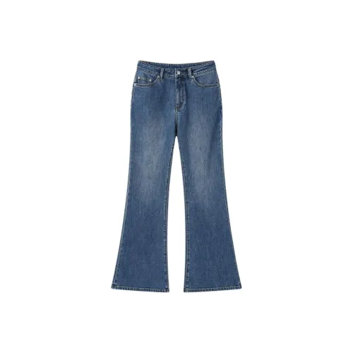 MOPROBABLY Джинсы Женские Выстиранный Синий