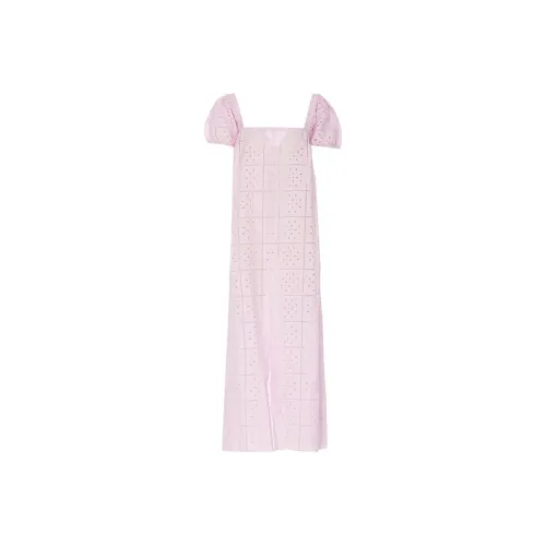 GANNI Короткий рукав Платье Женское Розовое