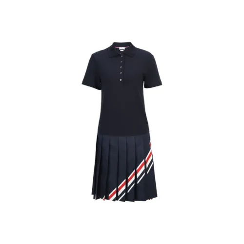 THOM BROWNE Черное Женское Короткое Платье с Рукавами