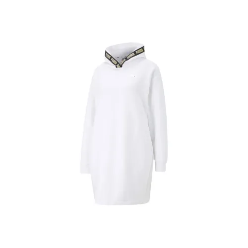 PUMA Белое Женское Длинное Платье с Рукавами