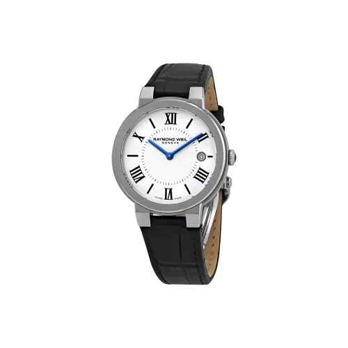 Raymond Weil Jasmine Collection Кварцевый механизм Женские часы 35 мм Белый циферблат Корпус из нержавеющей стали Кожаный ремешок