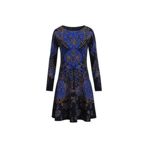 ETRO Синий Женские Длинные Платья с Рукавами
