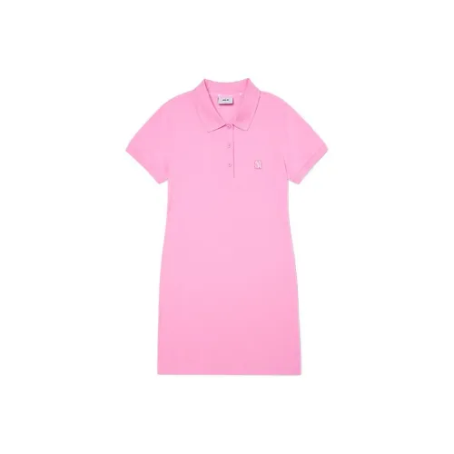 Mlb Base Logo Короткий рукав Платье Женское Розовое