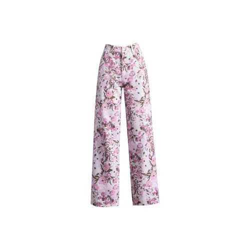 You cow me pants Розовый принт Женские джинсы