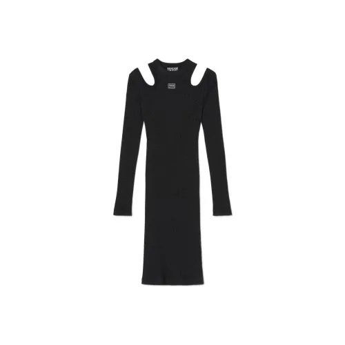 VERSACE JEANS COUTURE SS22 Длинное платье с длинными рукавами женское черное