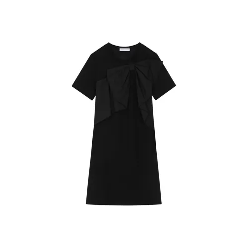 VEGA CHANG Короткий рукав Платье Женское Элегантное Черное