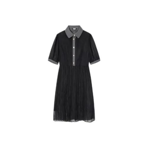 DKNY Черное Женское Короткое Платье с Рукавами