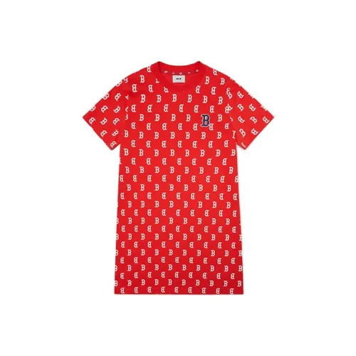 MLB Base Logo Короткий рукав Платье Женское Красное