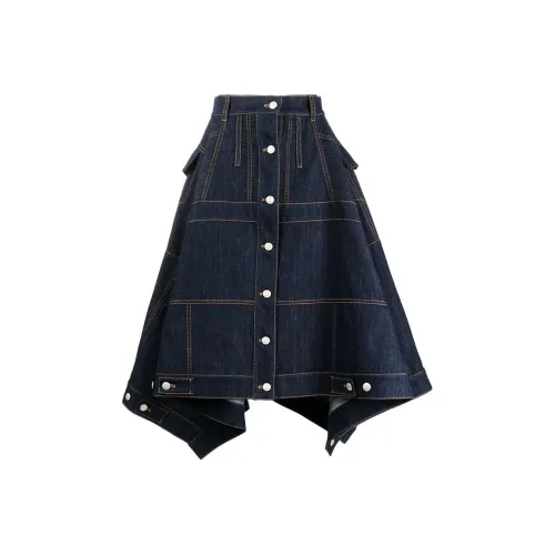 Alexander McQueen Denim Long Skirt Women's Blue
