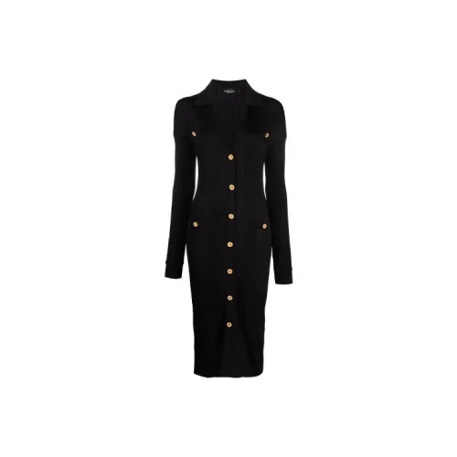 VERSACE Длинное платье с длинными рукавами женское черное