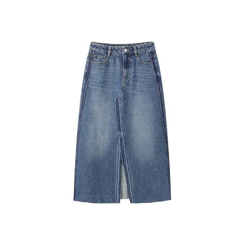 LEDIN Джинсовый синий Женские Джинсовые Длинные Юбки