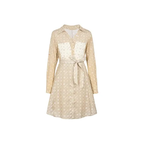 XG Длинное платье с длинными рукавами женское с буквенным и цветочным дизайном