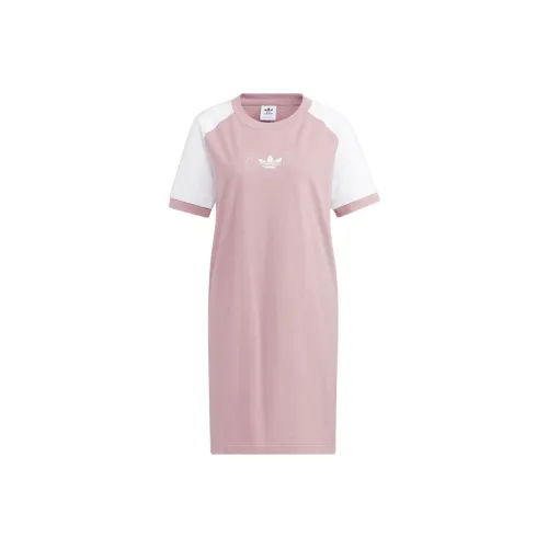 Adidas Originals Короткий рукав Платье Женское Фиолетово-розовый