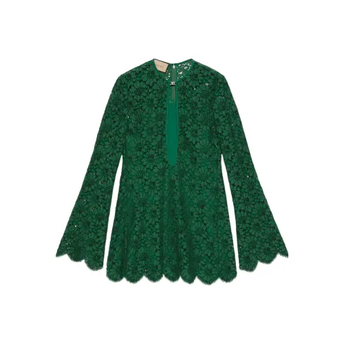 GUCCI SS22 Длинное платье с длинными рукавами женское зеленое