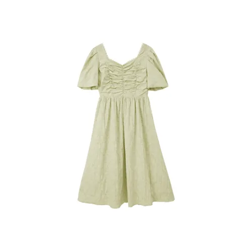 Pit Короткий рукав Платье Женское Светло-зеленый