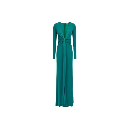 Roberto Cavalli SS24 Длинное платье с длинными рукавами женское синее