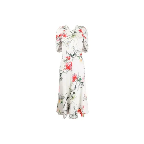 Alexander McQueen Белое Женское Короткое Платье с Рукавами