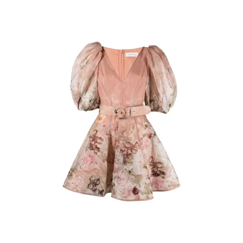 Zimmermann Розовые Женские Платья с Коротким Рукавом