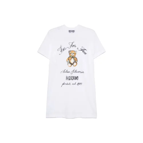 MOSCHINO FW24 Короткое платье с короткими рукавами женское белое