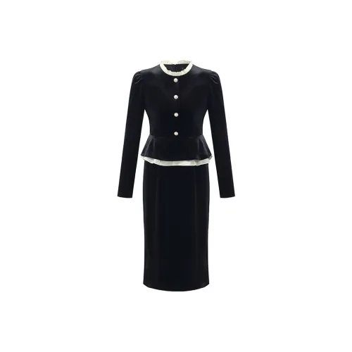 GOELIA 00B Black Женские Длинные Рукава Платья